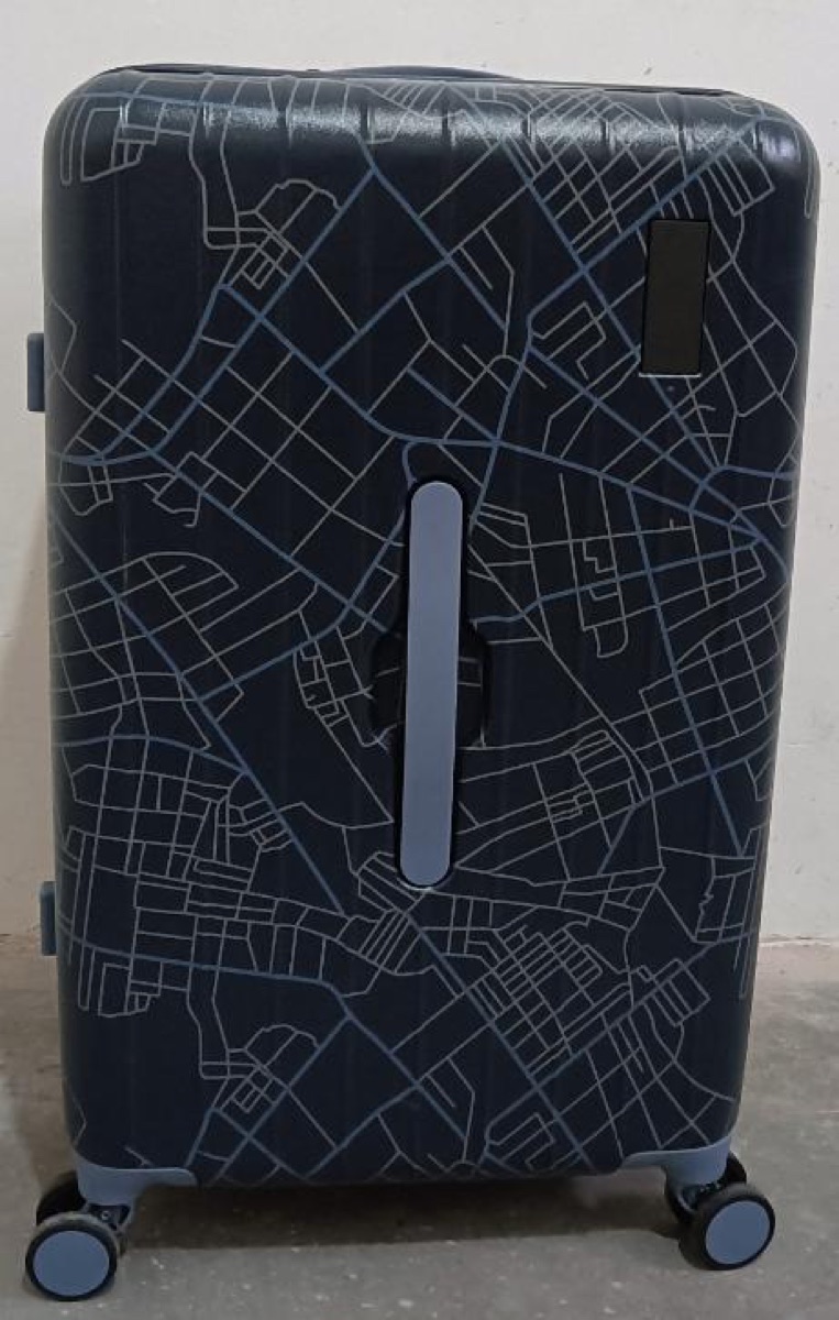 912 luggage with city map print in blue